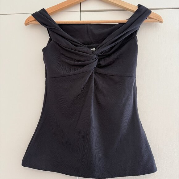 Aritzia Contour Twist Off-shoulder Top, S, Black, NWT - Picture 3 of 6